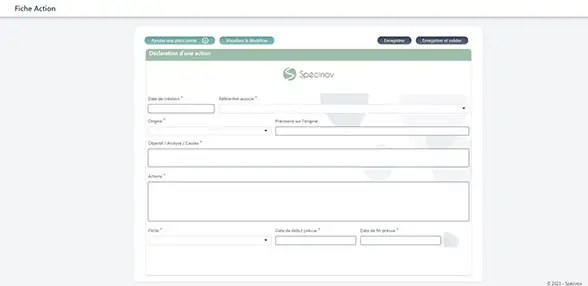 Capture d'écran d'un formulaire OBSYS FLOW depuis un ordinateur